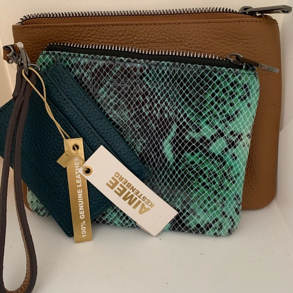 Aimee Kestenberg Handbags - Aimee Kestenberg Havana Leather 3-Pc Wristlet set